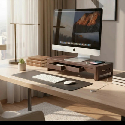 Support Moniteur Ergonomique avec chargeur sans fil - Réhausseur Ecran Multifonction