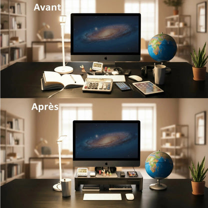 Support Moniteur Ergonomique avec chargeur sans fil - Réhausseur Ecran Multifonction